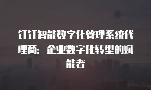 钉钉智能数字化管理系统代理商：企业数字化转型的赋能者