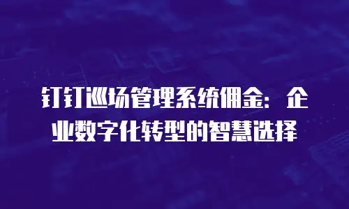 钉钉巡场管理系统佣金：企业数字化转型的智慧选择