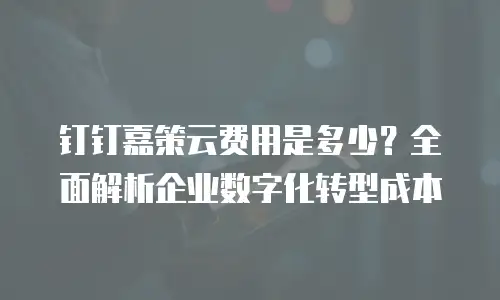 钉钉嘉策云费用是多少？全面解析企业数字化转型成本