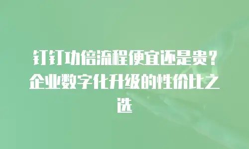 钉钉功倍流程便宜还是贵？企业数字化升级的性价比之选