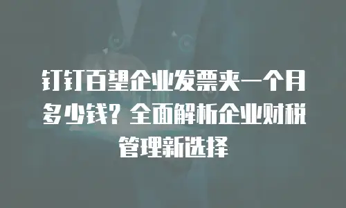 钉钉百望企业发票夹一个月多少钱？全面解析企业财税管理新选择