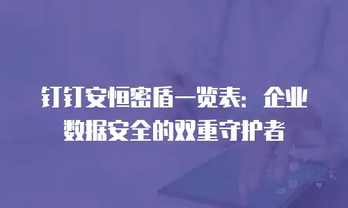 钉钉安恒密盾一览表：企业数据安全的双重守护者