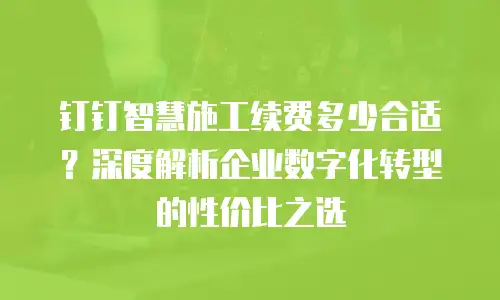 钉钉智慧施工续费多少合适？深度解析企业数字化转型的性价比之选