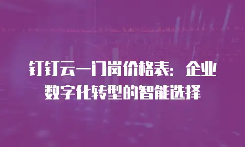 钉钉云一门岗价格表：企业数字化转型的智能选择