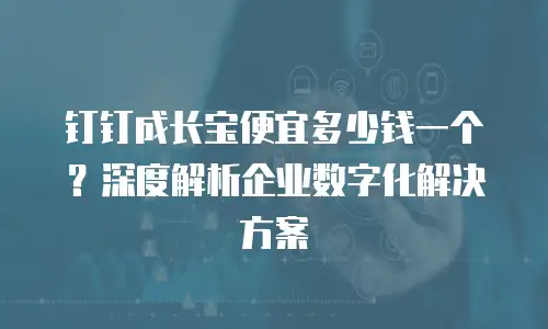 钉钉成长宝便宜多少钱一个？深度解析企业数字化解决方案