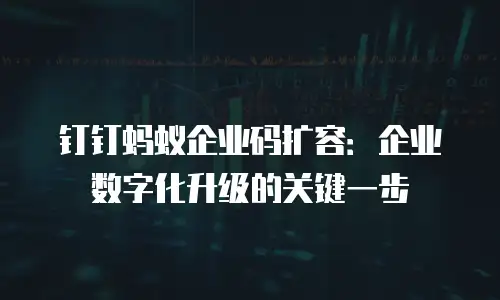 钉钉蚂蚁企业码扩容：企业数字化升级的关键一步