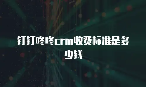 钉钉咚咚crm收费标准是多少钱