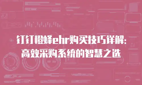 钉钉橙蜂ehr购买技巧详解：高效采购系统的智慧之选