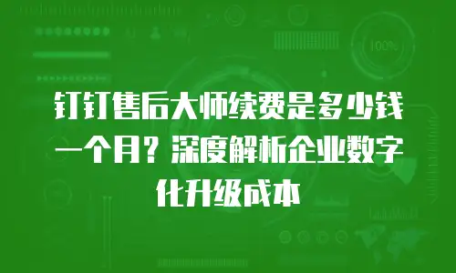 钉钉售后大师续费是多少钱一个月？深度解析企业数字化升级成本