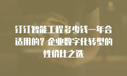 钉钉智能工程多少钱一年合适用的？企业数字化转型的性价比之选