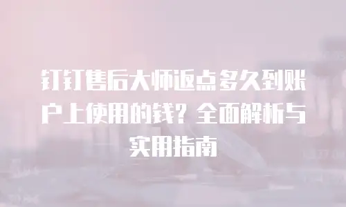 钉钉售后大师返点多久到账户上使用的钱？全面解析与实用指南