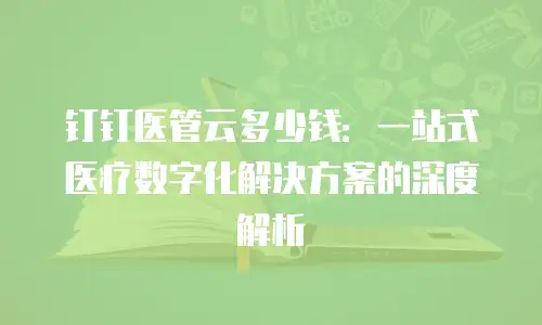 钉钉医管云多少钱：一站式医疗数字化解决方案的深度解析