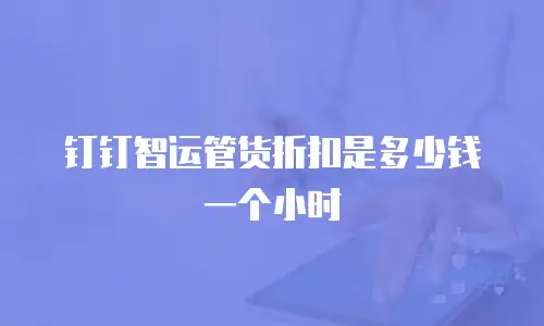 钉钉智运管货折扣是多少钱一个小时
