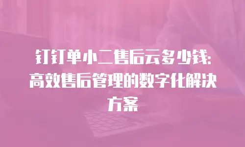 钉钉单小二售后云多少钱：高效售后管理的数字化解决方案