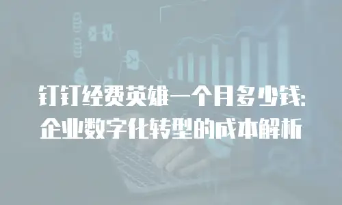 钉钉经费英雄一个月多少钱：企业数字化转型的成本解析