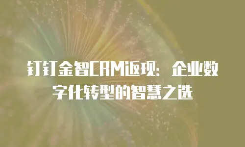 钉钉金智CRM返现：企业数字化转型的智慧之选