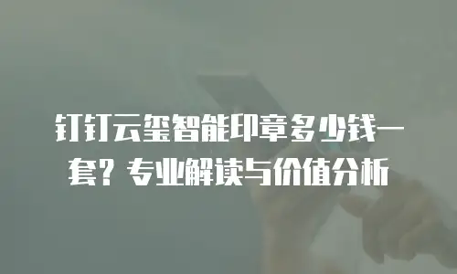钉钉云玺智能印章多少钱一套？专业解读与价值分析