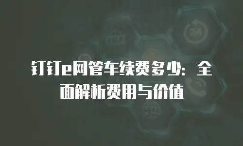 钉钉e网管车续费多少：全面解析费用与价值