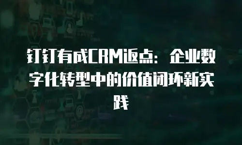 钉钉有成CRM返点：企业数字化转型中的价值闭环新实践