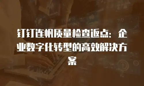 钉钉连帆质量检查返点：企业数字化转型的高效解决方案