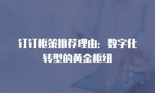 钉钉枢策推荐理由：数字化转型的黄金枢纽