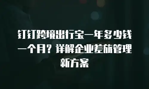 钉钉跨境出行宝一年多少钱一个月？详解企业差旅管理新方案