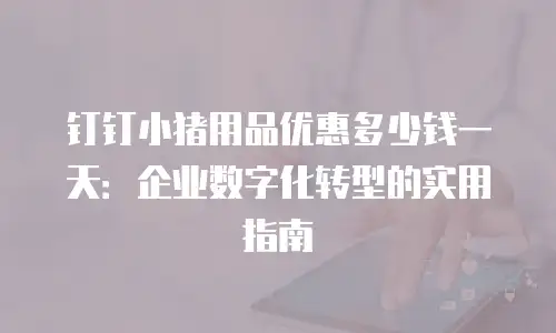 钉钉小猪用品优惠多少钱一天：企业数字化转型的实用指南