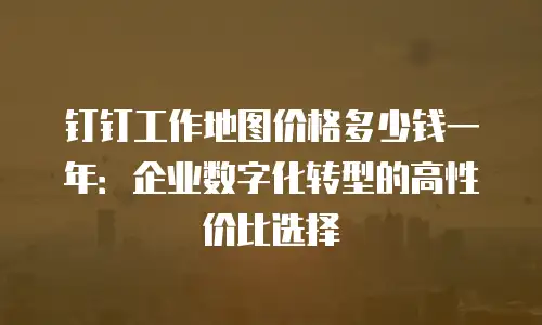 钉钉工作地图价格多少钱一年：企业数字化转型的高性价比选择