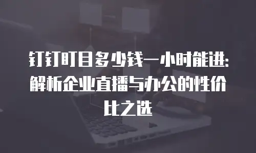 钉钉盯目多少钱一小时能进：解析企业直播与办公的性价比之选