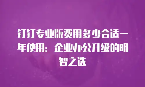 钉钉专业版费用多少合适一年使用：企业办公升级的明智之选