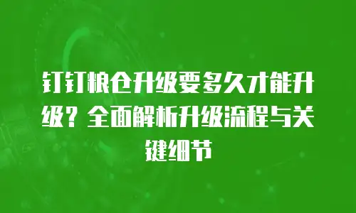 钉钉粮仓升级要多久才能升级？全面解析升级流程与关键细节