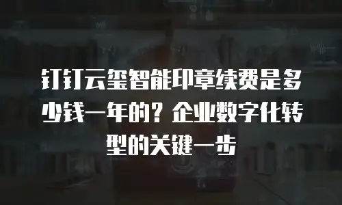 钉钉云玺智能印章续费是多少钱一年的？企业数字化转型的关键一步