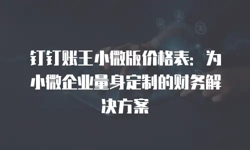 钉钉账王小微版价格表：为小微企业量身定制的财务解决方案