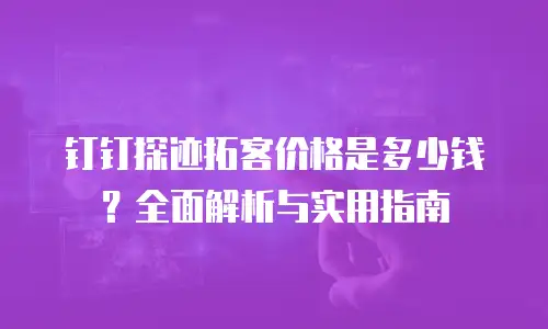 钉钉探迹拓客价格是多少钱？全面解析与实用指南
