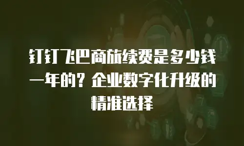 钉钉飞巴商旅续费是多少钱一年的？企业数字化升级的精准选择