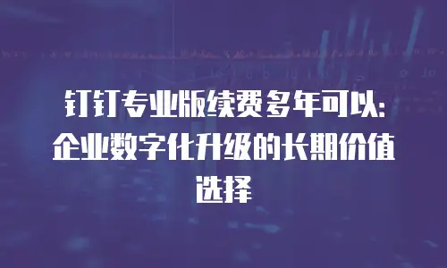 钉钉专业版续费多年可以：企业数字化升级的长期价值选择