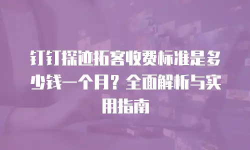 钉钉探迹拓客收费标准是多少钱一个月？全面解析与实用指南