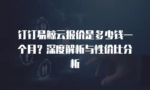 钉钉易鲸云报价是多少钱一个月？深度解析与性价比分析
