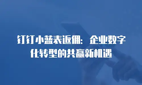 钉钉小蓝表返佣：企业数字化转型的共赢新机遇