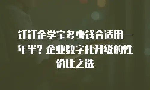 钉钉企学宝多少钱合适用一年半？企业数字化升级的性价比之选