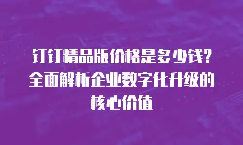 钉钉精品版价格是多少钱？全面解析企业数字化升级的核心价值
