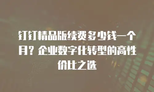 钉钉精品版续费多少钱一个月？企业数字化转型的高性价比之选