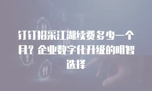 钉钉招采江湖续费多少一个月？企业数字化升级的明智选择