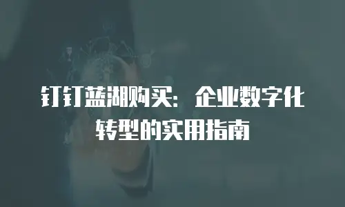 钉钉蓝湖购买：企业数字化转型的实用指南