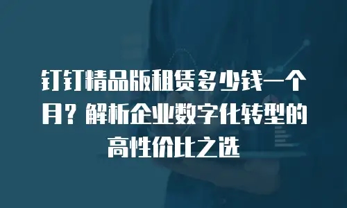 钉钉精品版租赁多少钱一个月？解析企业数字化转型的高性价比之选