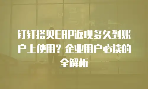 钉钉搭贝ERP返现多久到账户上使用？企业用户必读的全解析