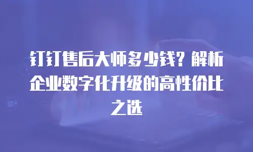 钉钉售后大师多少钱？解析企业数字化升级的高性价比之选