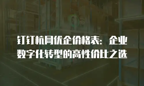 钉钉杭网优企价格表：企业数字化转型的高性价比之选