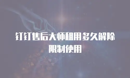 钉钉售后大师租用多久解除限制使用