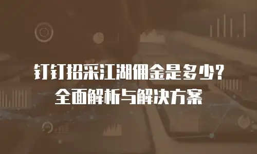 钉钉招采江湖佣金是多少？全面解析与解决方案